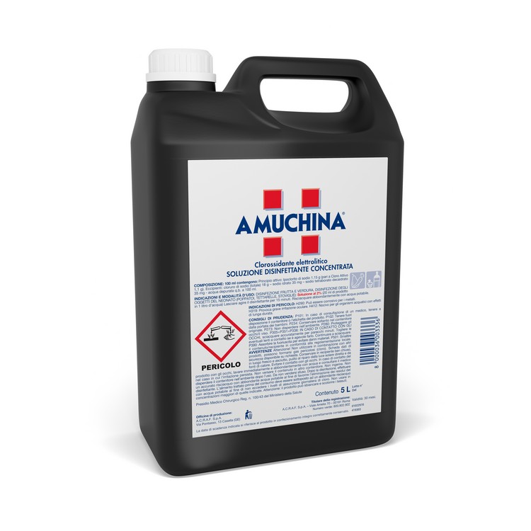 Determash Group  l' evoluzione del pulito AMUCHINA 100% 5 LT(CT=4 TN)  (Frutta e verdura + stoviglie) PMC Reg.Min.Sal. n.100/43(EX 419303ES